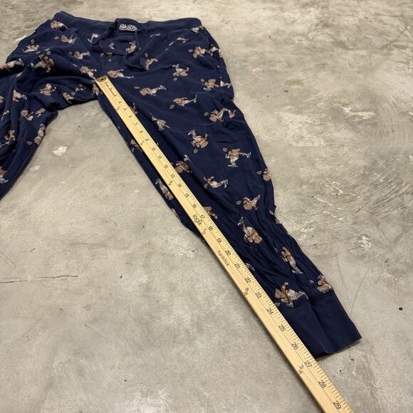 Polo Ralph Lauren Sleepwear Mens M Blue Football Bear Print Pajama Lounge Pants - Picture 6 of 7